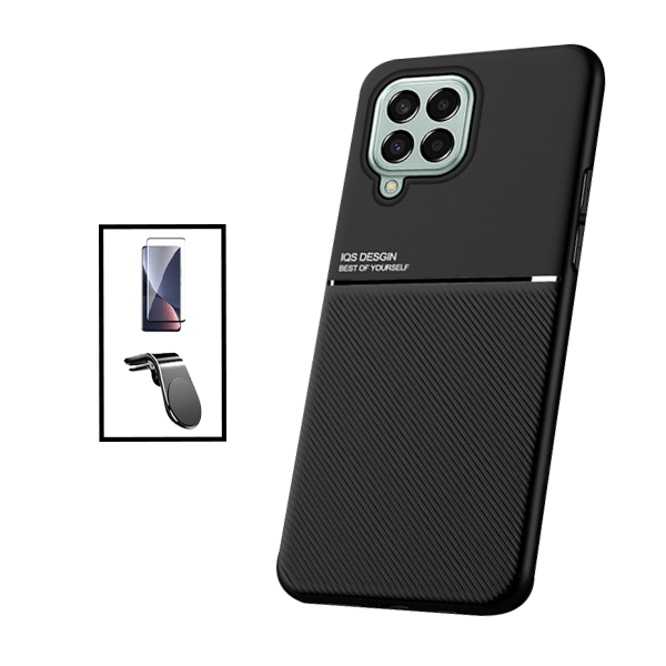 Kit Capa Traseira Magnética Anti Choque + Película de Vidro Temperado GorilasGlass + Suporte de Carro Magnético L para Samsung Galaxy M53 - Preto