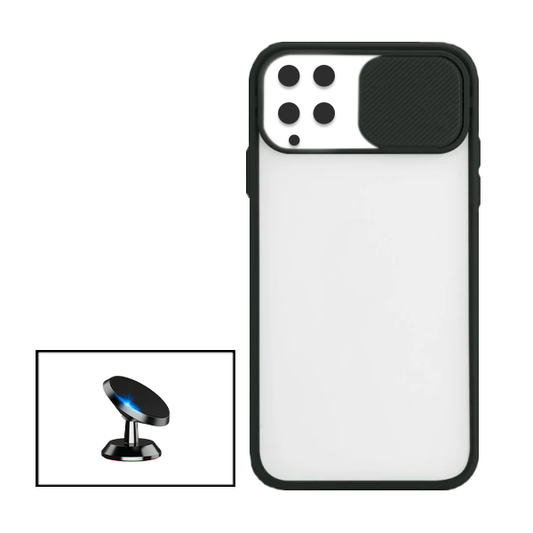 Kit Capa Proteção Camara Deslizante + Suporte Magnético para Samsung Galaxy A22 4G - Preto