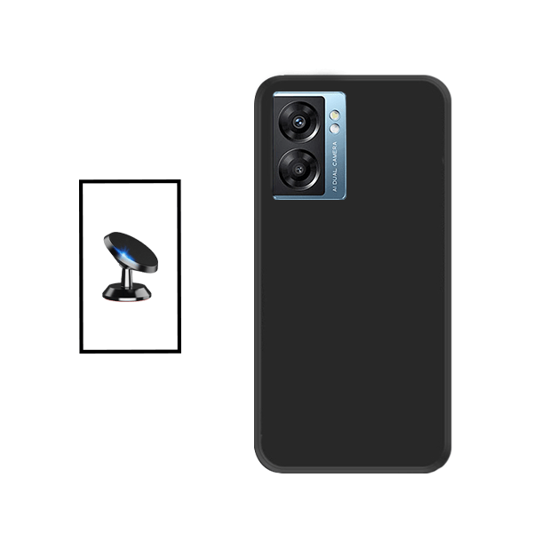 Kit Suporte Magnético + Capa Proteção Traseira Silicone para OnePlus A77 - Preto