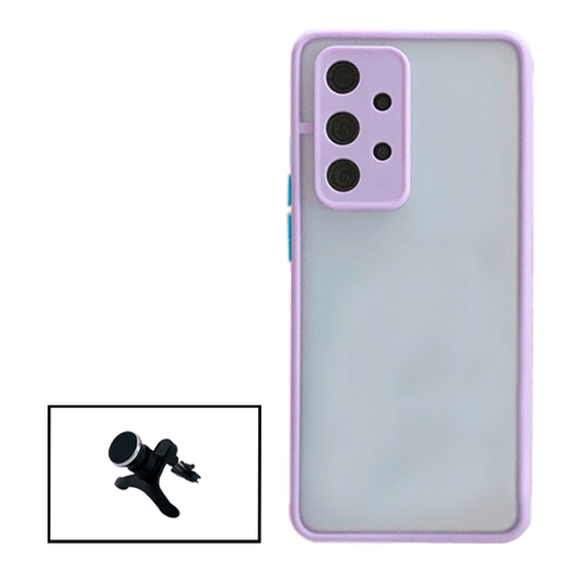 Kit Capa Traseira Proteção Camara + Suporte Magnético Com Pernas para Samsung Galaxy A32 5G - Roxo