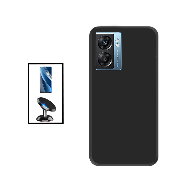 Kit Película Protectora de Hydrogel Frente + Capa Proteção Traseira Silicone + Suporte Magnético para OnePlus A77 - Preto