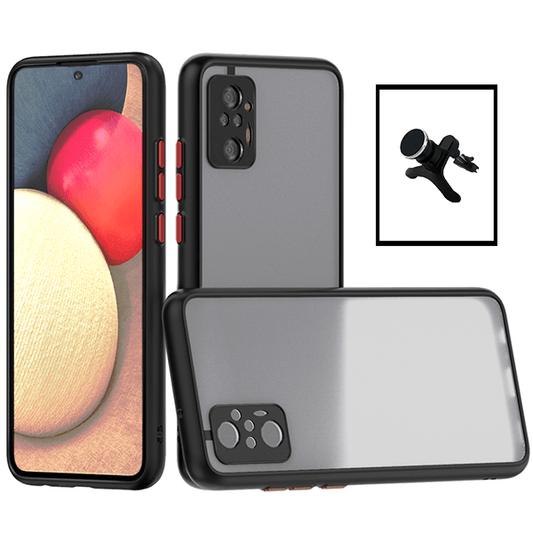 Kit Capa Traseira Proteção Camara + Suporte Magnético Com Pernas para Xiaomi Redmi Note 10 Pro+ - Preto