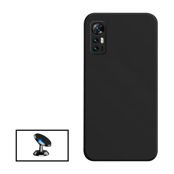 Kit Suporte Magnético + Capa Proteção Traseira Silicone para TCL 30 - Preto