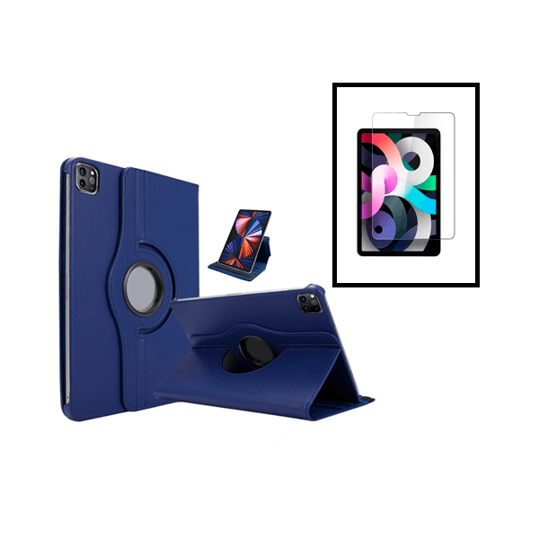 Kit Capa Proteção Rotativa 360 + Película de Vidro Temperado GorilasGlass para Apple iPad Pro 12.9 (2020) - Azul