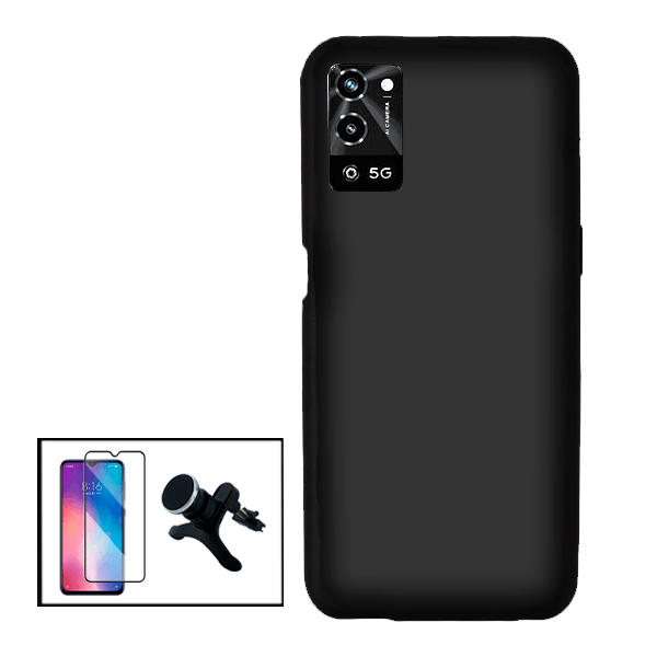Kit Película de Vidro Temperado GorilasGlass + Capa Proteção Traseira Silicone + Suporte Magnético Com Pernas para Oppo A56 5G