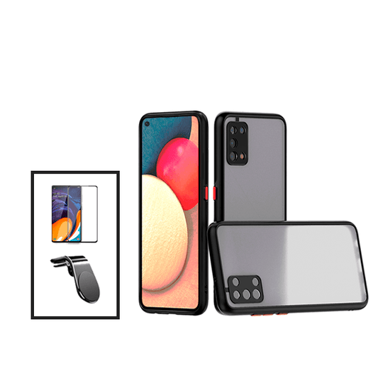 Kit Capa Traseira Proteção Camara + Película de Vidro Temperado GorilasGlass + Suporte de Carro Magnético L para Oppo A74 5G - Preto