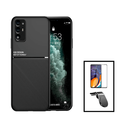 Kit Capa Traseira Magnética Anti Choque + Película de Vidro Temperado GorilasGlass + Suporte de Carro Magnético L para Oppo A94 5G - Preto