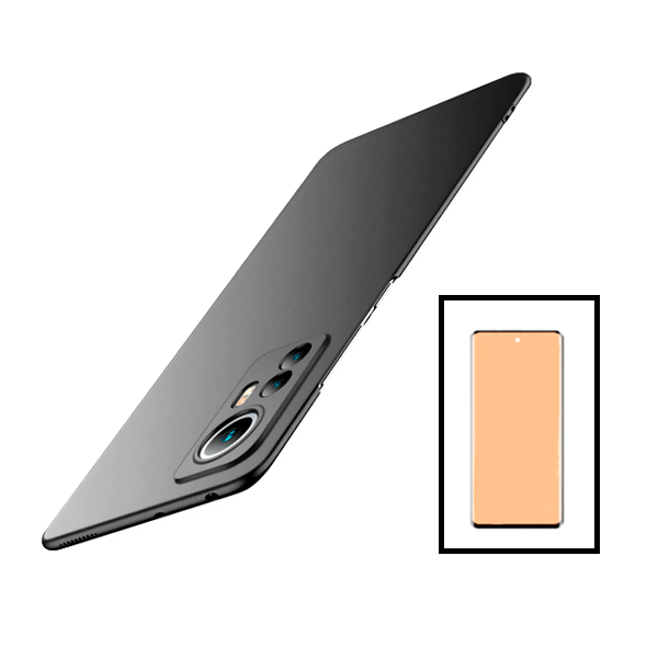 Kit Película de Vidro Temperado GorilasGlass Curvado + Capa Rígida e Fina para Xiaomi 12 - Preto