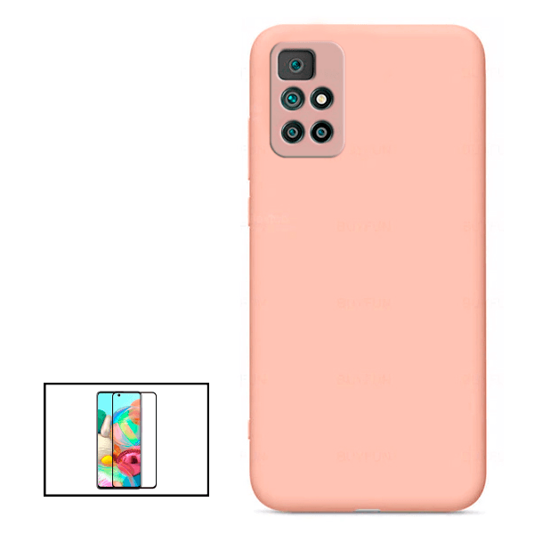 Kit Película de Vidro Temperado GorilasGlass + Capa Proteção Traseira Silicone para Xiaomi Poco M4 Pro 5G - Rosa