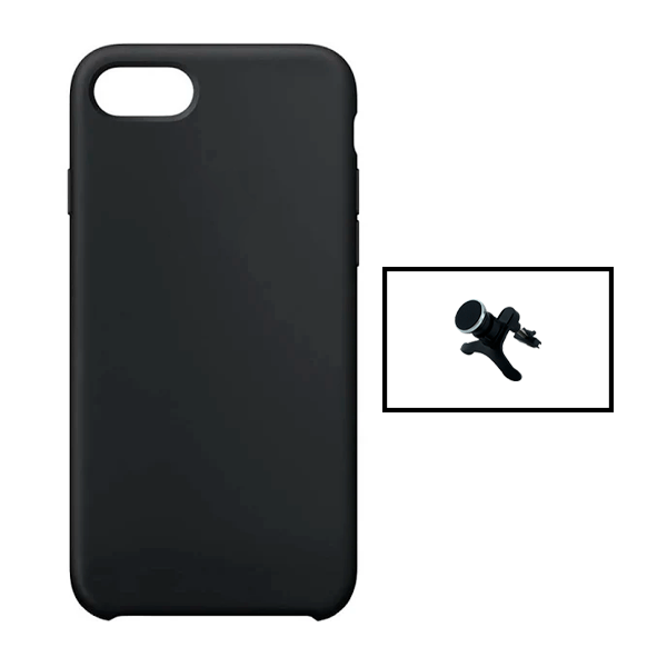 Kit Suporte Magnético Com Pernas + Capa Proteção Traseira Silicone para Apple iPhone SE 2022 - Preto