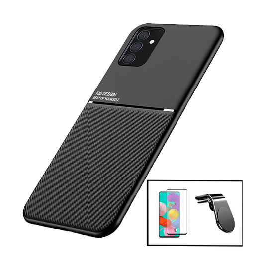 Kit Capa Traseira Magnética Anti Choque + Película de Vidro Temperado GorilasGlass Curvado + Suporte Magnético L para Samsung Galaxy M52 5G