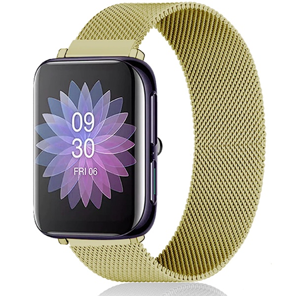 Bracelete Milanese Com Fecho Magnético para Oppo Watch 2 42mm Wi-Fi - Ouro