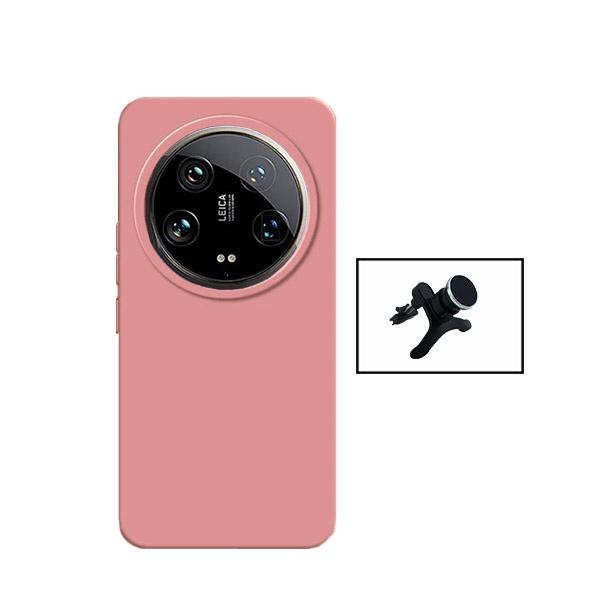 Kit Suporte Magnético Com Pernas + Capa Proteção Traseira Silicone GIFT4ME para Xiaomi 14 Ultra - Rosa