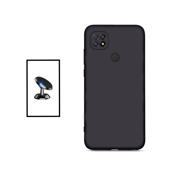Kit Suporte Magnético + Capa Proteção Traseira Silicone para Xiaomi Poco C40 - Preto