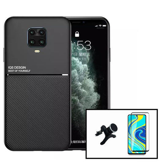 Kit Capa Traseira Magnética Anti Choque + Película de Vidro Temperado GorilasGlass + Suporte Magnético Com Pernas para Xiaomi Redmi Note 10 Lite