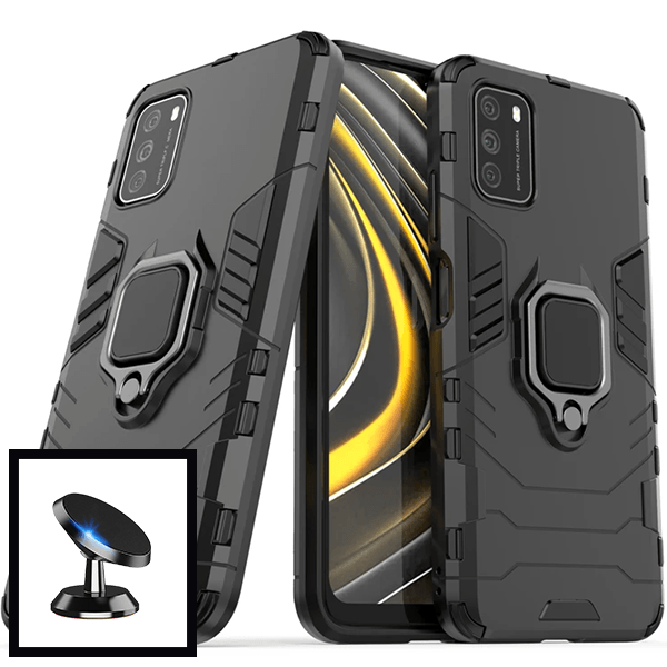 Kit Suporte Magnético + Capa de Proteção Militar Magnética para Xiaomi Poco M3