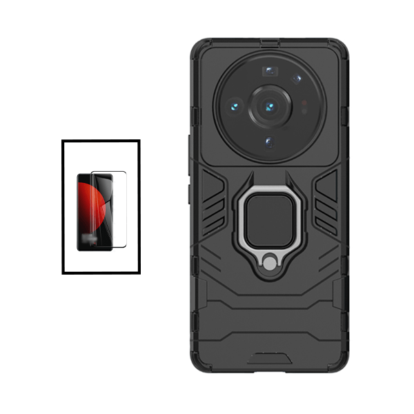Kit Película de Vidro Temperado GorilasGlass Curvado + Capa de Proteção Militar Magnética para Xiaomi 12S Ultra - Preto