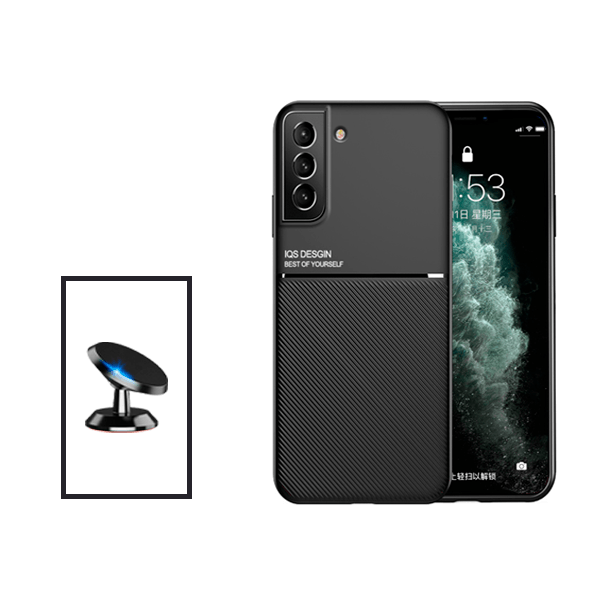 Kit Capa Traseira Magnética Anti Choque + Suporte Magnético para Samsung Galaxy S21 FE 5G - Preto