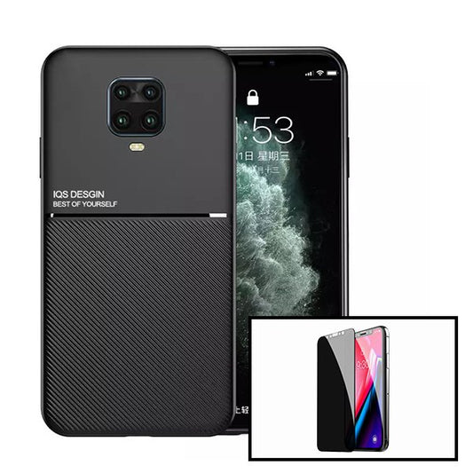 Kit Capa Traseira Magnética Anti Choque + Película de Vidro Temperado Privacidade para Xiaomi Redmi Note 10 Lite