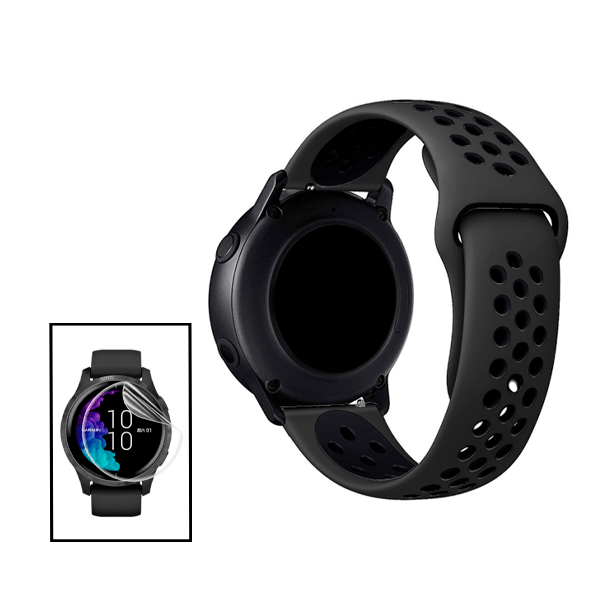 Kit Bracelete Desportiva + Película de Hydrogel para Fossil Gen 5 - Preto / Preto