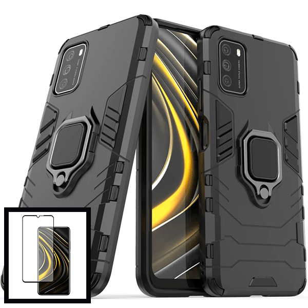 Kit Película de Vidro Temperado GorilasGlass + Capa de Proteção Militar Magnética para Xiaomi Poco M3