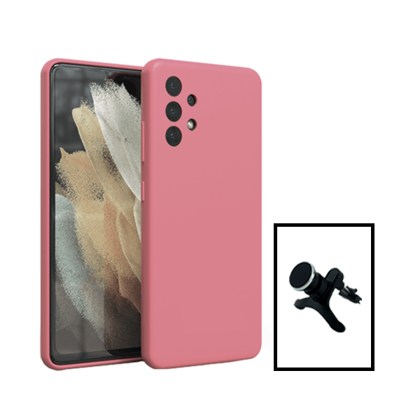 Kit Suporte Magnético Com Pernas + Capa Proteção Traseira Silicone para Samsung Galaxy A13 - Rosa