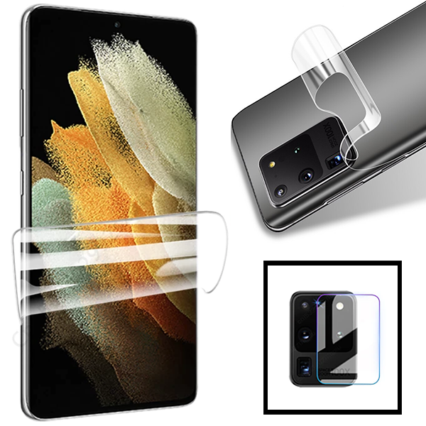 Kit Película Protectora de Hydrogel Verso + Frente + Câmara para Samsung Galaxy  M21