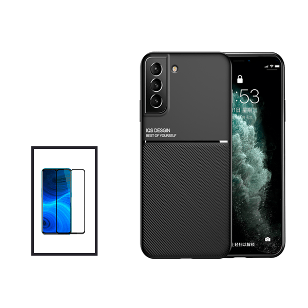 Kit Capa Traseira Magnética Anti Choque + Película de Vidro Temperado GorilasGlass para Samsung Galaxy S21 FE 5G - Preto