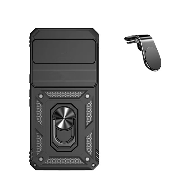 Kit Suporte de Carro Magnético L + Capa de Proteção Militar Magnética Janela Deslizante GIFT4ME para Google Pixel 8 - Preto