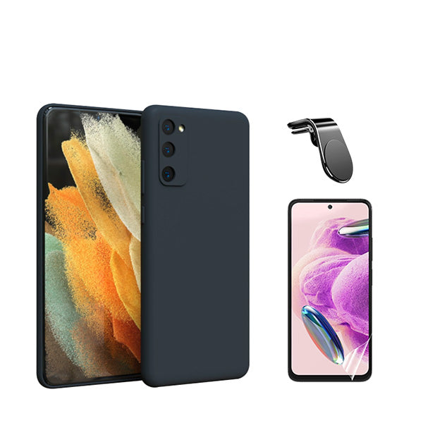Kit Película Protectora de Hydrogel Frente + Capa Proteção Traseira Silicone + Suporte de Carro Magnético L Phonecare para Samsung Galaxy S24 5G - Preto