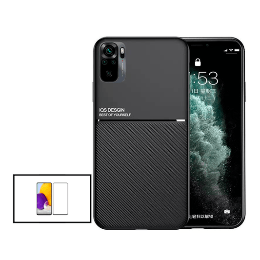 Kit Capa Traseira Magnética Anti Choque + Película de Vidro Temperado GorilasGlass para Xiaomi Redmi Note 11 4G - Preto