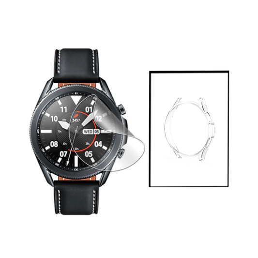 KIT Capa de Proteção Transparente + Película Hydrogel para Samsung Galaxy Watch3 45mm