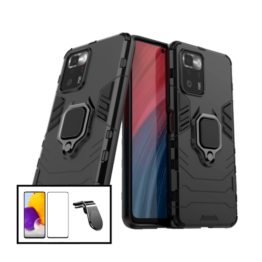 Kit Película de Vidro Temperado GorilasGlass + Capa de Proteção Militar Magnética + Suporte de Carro Magnético L para Xiaomi Poco X3 GT