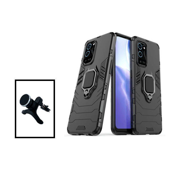 Kit Suporte Magnético Com Pernas + Capa de Proteção Militar Magnética para Oppo A56 5G - Preto