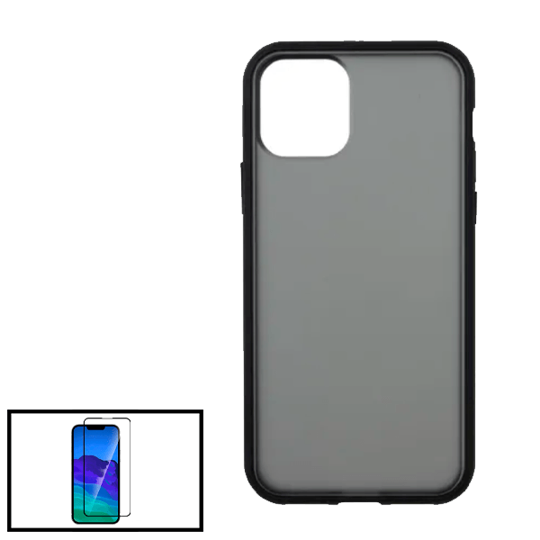 KIT Capa Traseira Anti Choque Fumada + Película de Vidro Temperado GorilasGlass para iPhone 13 - Preto