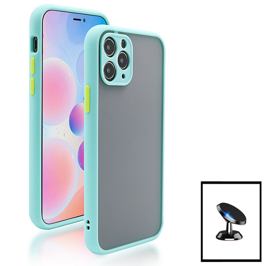 Kit Capa Traseira Proteção Camara + Suporte Magnético para iPhone 13 - Azul Claro