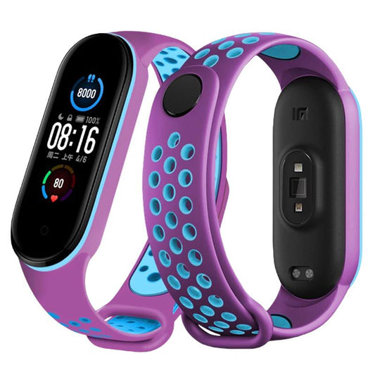 Bracelete Desportiva para Xiaomi Mi Band 5 - Violeta / Azul