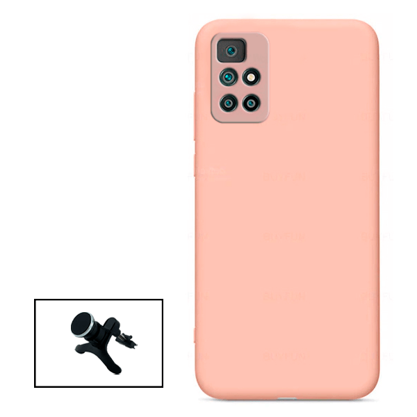 Kit Suporte Magnético Com Pernas + Capa Proteção Traseira Silicone para Xiaomi Redmi Note 11+ - Rosa