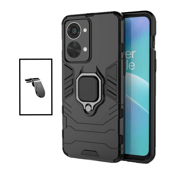Kit Suporte de Carro Magnético L + Capa de Proteção Militar Magnética para OnePlus Nord 2T - Preto