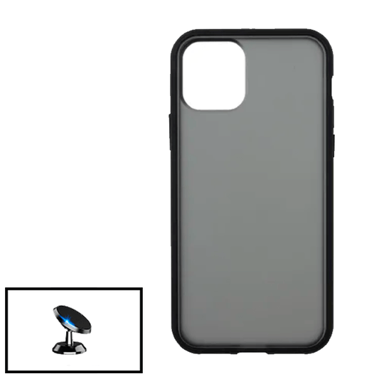 Kit Capa Traseira Anti Choque Fumada + Suporte Magnético para iPhone 13 - Preto