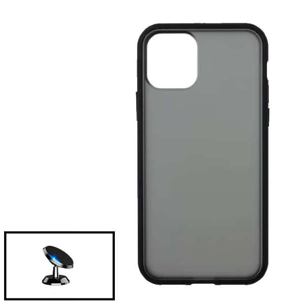 Kit Capa Traseira Anti Choque Fumada + Suporte Magnético para iPhone 13 Pro Max - Preto