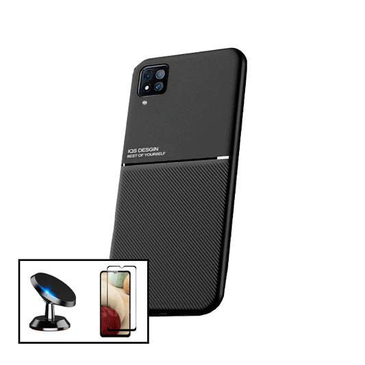 Kit Capa Traseira Magnética Anti Choque + Película de Vidro Temperado GorilasGlass + Suporte Magnético para Samsung Galaxy M12