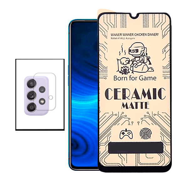 KIT Vidro Temperado Ceramica Full Cover + Película Protectora para Câmara Traseira Samsung Galaxy A32 5G