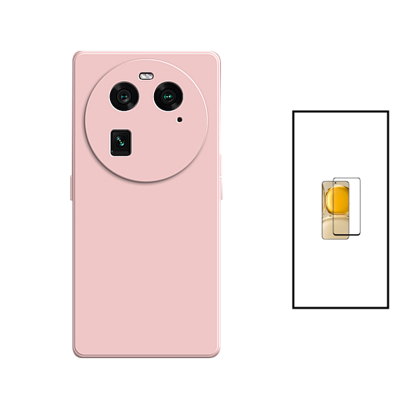 Kit Película de Vidro Temperado GorilasGlass Curvado + Capa Proteção Traseira Silicone para Oppo Find X6 - Preto