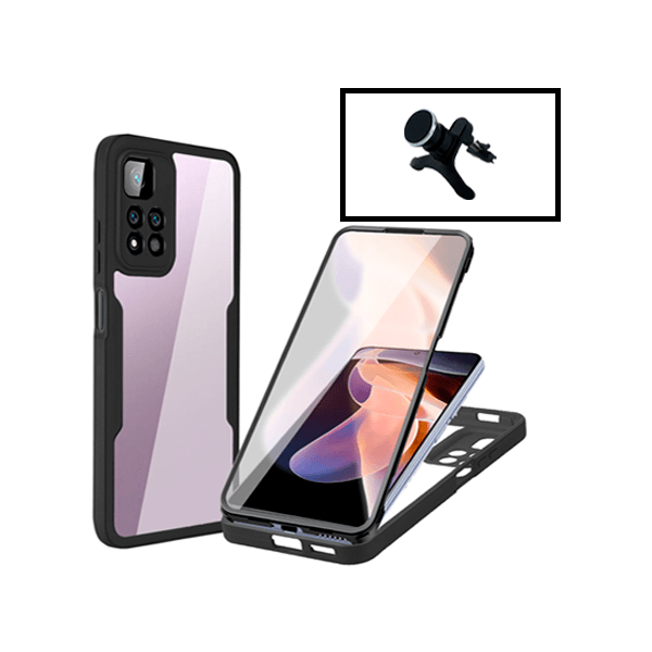 Kit Capa 360° Proteção Frente e Verso + Suporte Magnético Com Pernas para Xiaomi Poco X4 NFC - Preto
