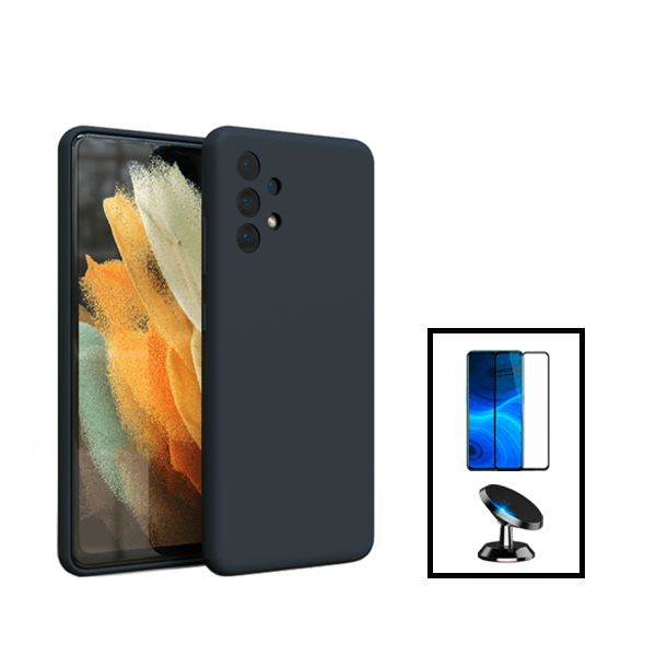 Kit Película de Vidro Temperado GorilasGlass + Capa Proteção Traseira Silicone + Suporte Magnético para Samsung Galaxy A13 - Preto