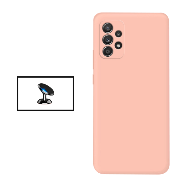 Kit Suporte Magnético + Capa Proteção Traseira Silicone para Samsung Galaxy A53 5G - Rosa
