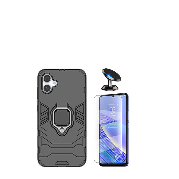 Kit Película Protectora de Hydrogel Frente + Capa de Proteção Militar Magnética + Suporte Magnético GIFT4ME para Samsung Galaxy A05 - Preto