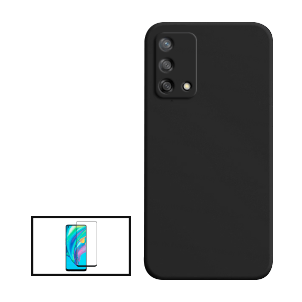 Kit Película de Vidro Temperado GorilasGlass + Capa Proteção Traseira Silicone para Oppo Reno6 Lite - Preto