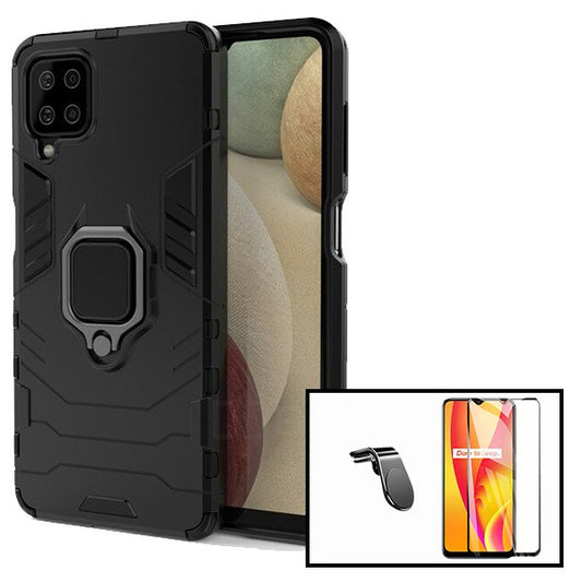 Kit Película de Vidro Temperado GorilasGlass + Capa de Proteção Militar Magnética + Suporte de Carro Magnético L para Samsung Galaxy M12